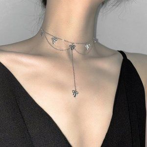 925 Sterling Silver Tassel beautifully crafted lace-inspired choker necklace